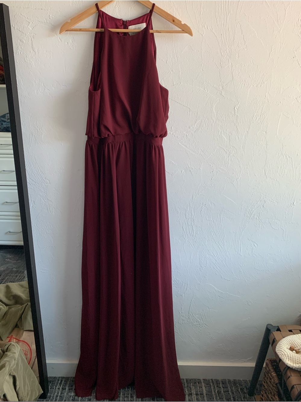 BHLDN size M Burgundy Halter Maxi Dress